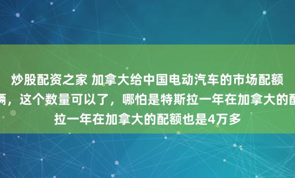 炒股配资之家 加拿大给中国电动汽车的市场配额是一年4.9万辆，这个数量可以了，哪怕是特斯拉一年在加拿大的配额也是4万多
